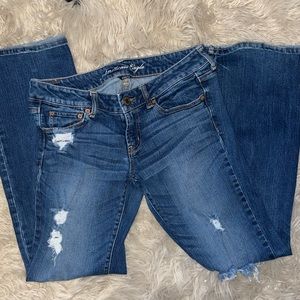 American Eagle Size 10 Favorite Boyfriend Distressed Boot Cut Flare Jeans